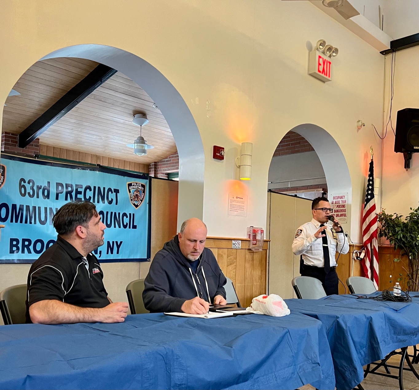 Captain Cedillo gives a brief recap at the NYPD 63rd Precinct Community Council Meeting