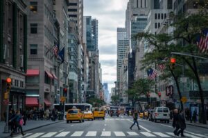 a busy street in NYC