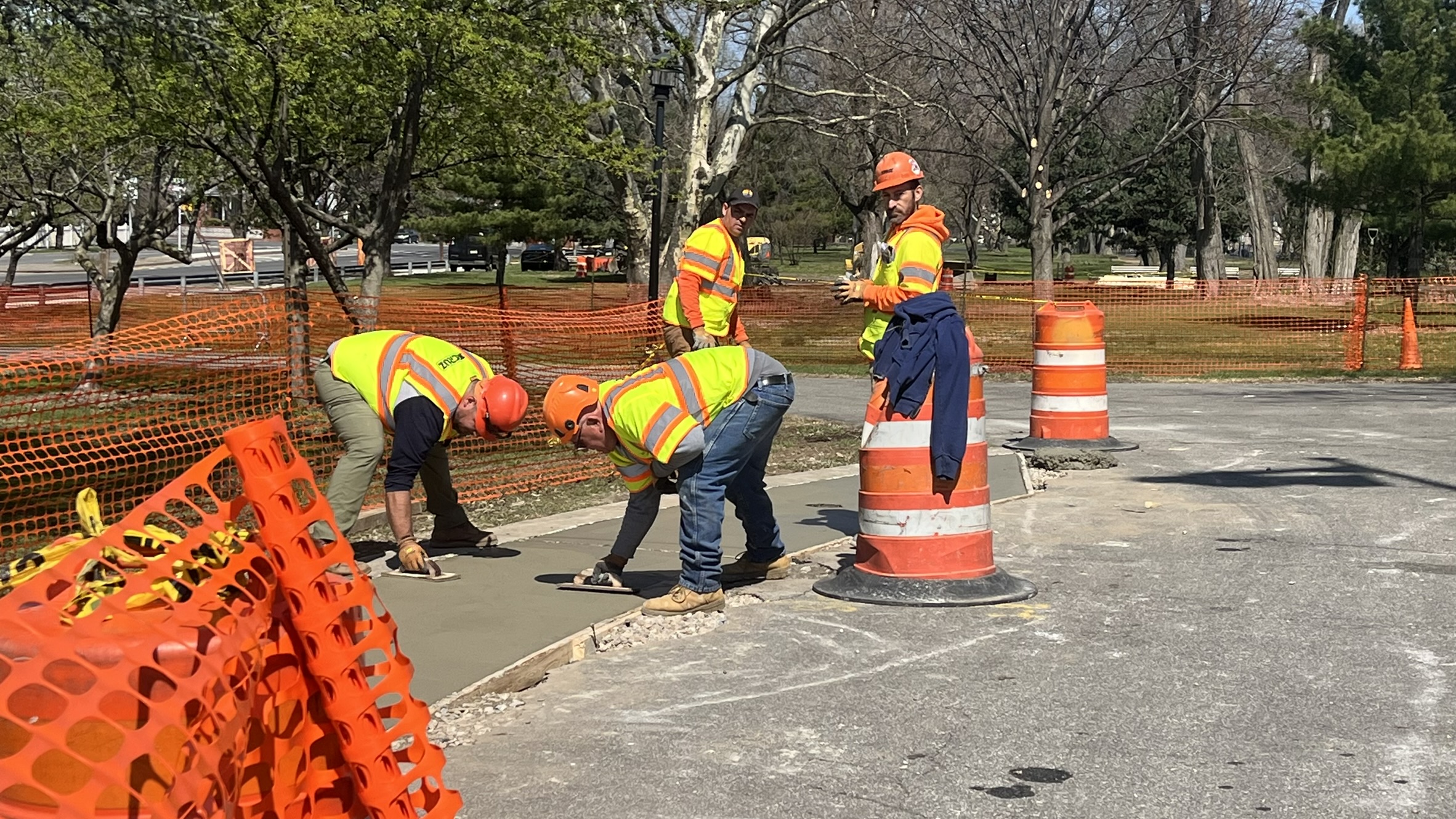 Workers onsite at Canarsie park as stalled upgrades begin on the 2.3 million dollar project.